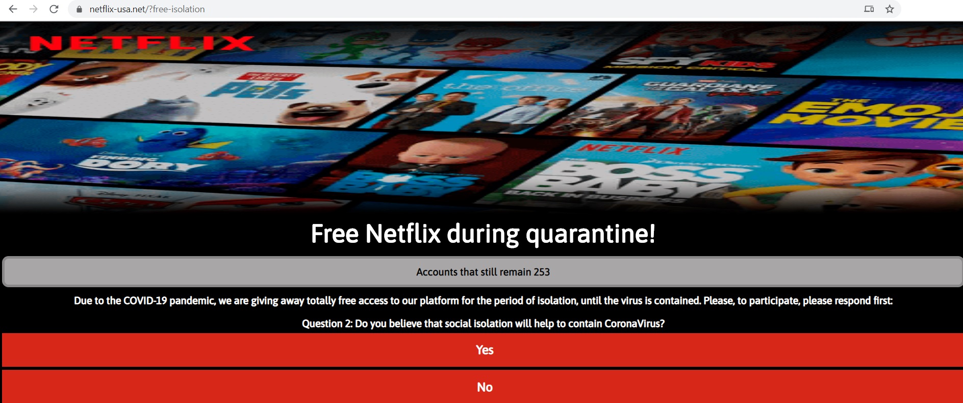 The Fake Netflix Website