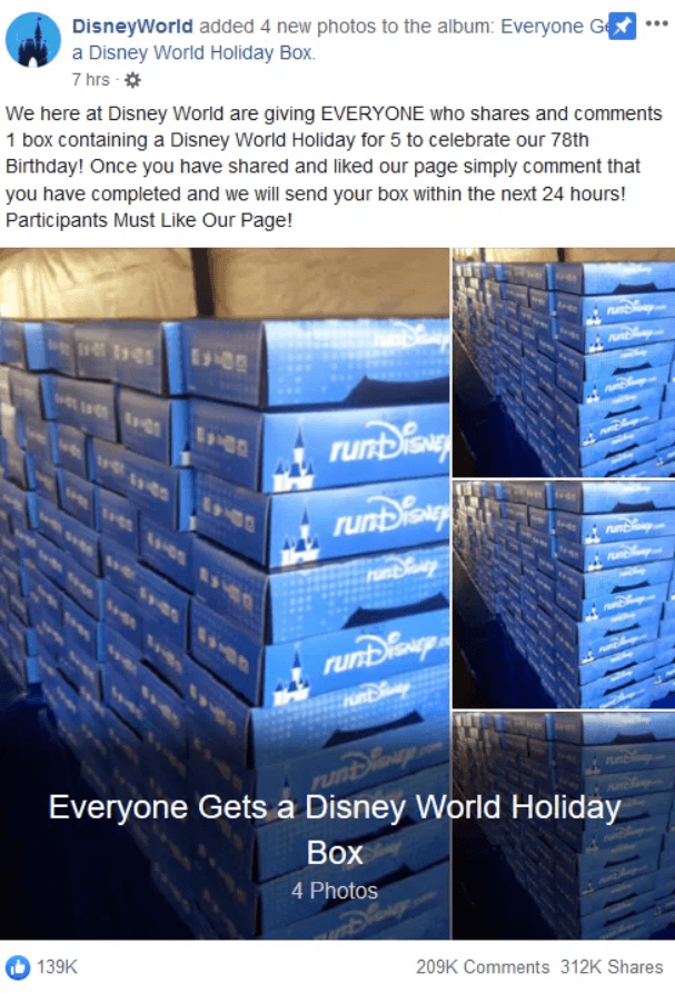 The Disney World Holiday Box Facebook Scam DisneyWorld