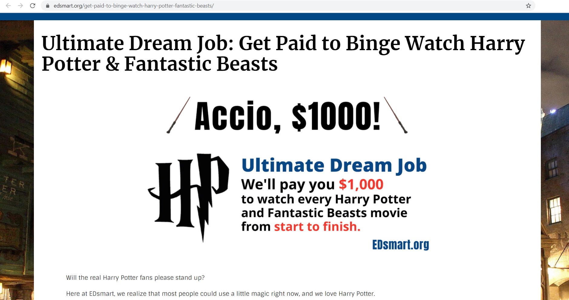 EDsmart Harry Potter Dream Job