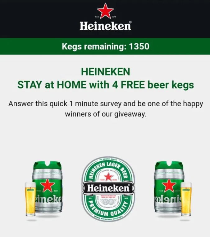 Heineken Free Beer Stay at Home with 4 Free Beer kegs