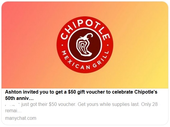 Chipotle 50th Anniversary Voucher Scam