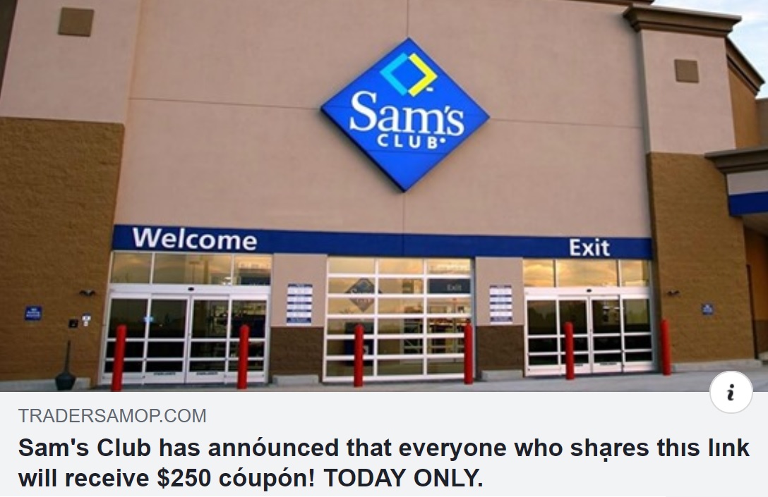 Sam's Club $250 Coupon Facebook Scam