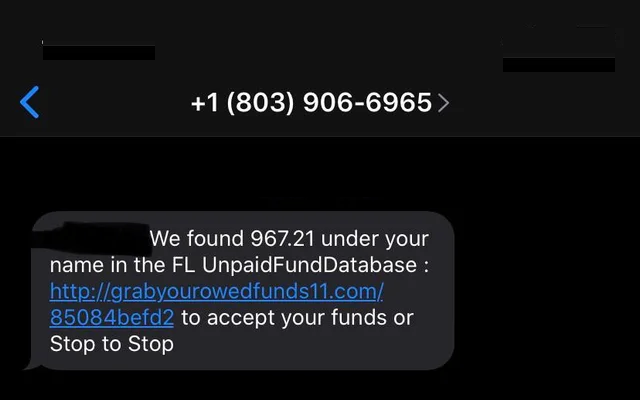 UnpaidFundDatabase or Unpaid Fund Database Scam: Fake Text Messages