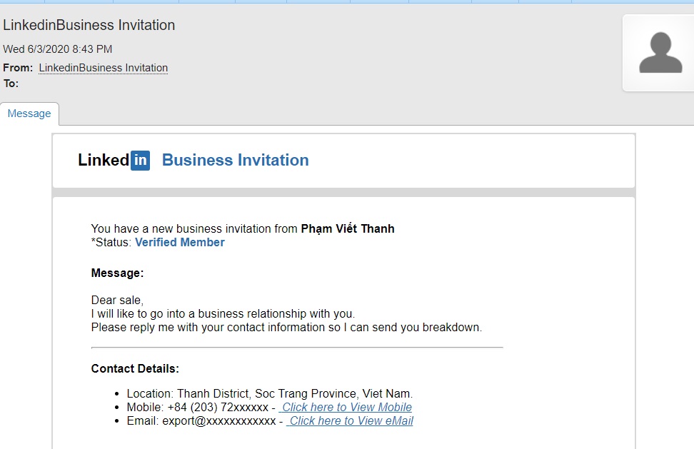 The Linkedin Business Invitation Scam