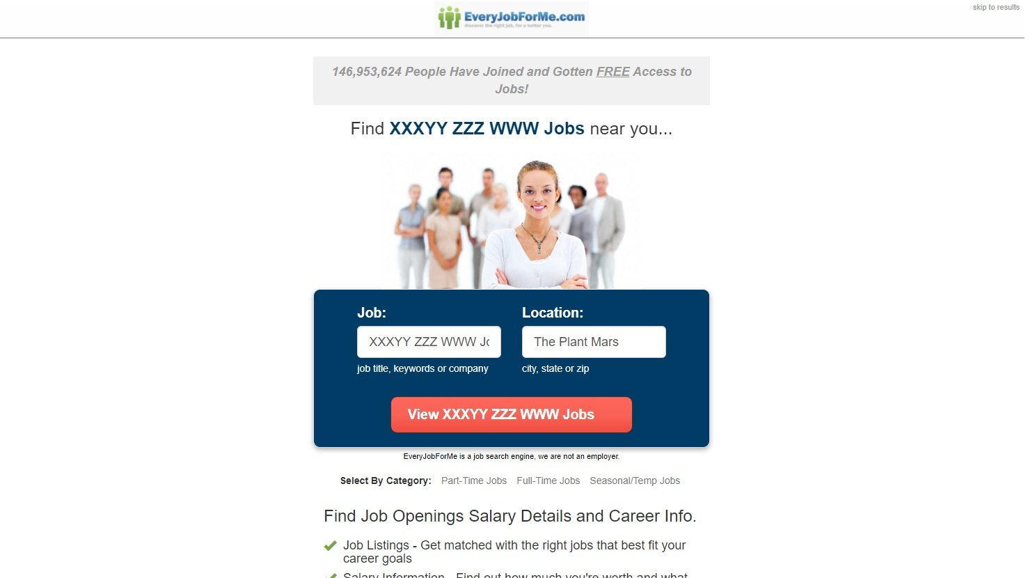 Every Job For Me Job Search Fake Result at www.everyjobforme.com