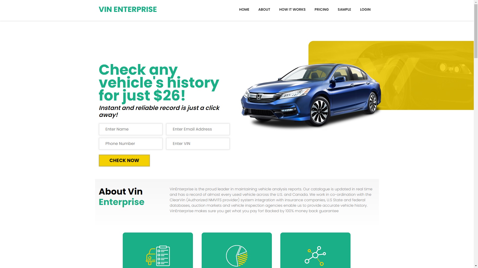 Vin enterprise at vinenterprise.com Vehicle History Website