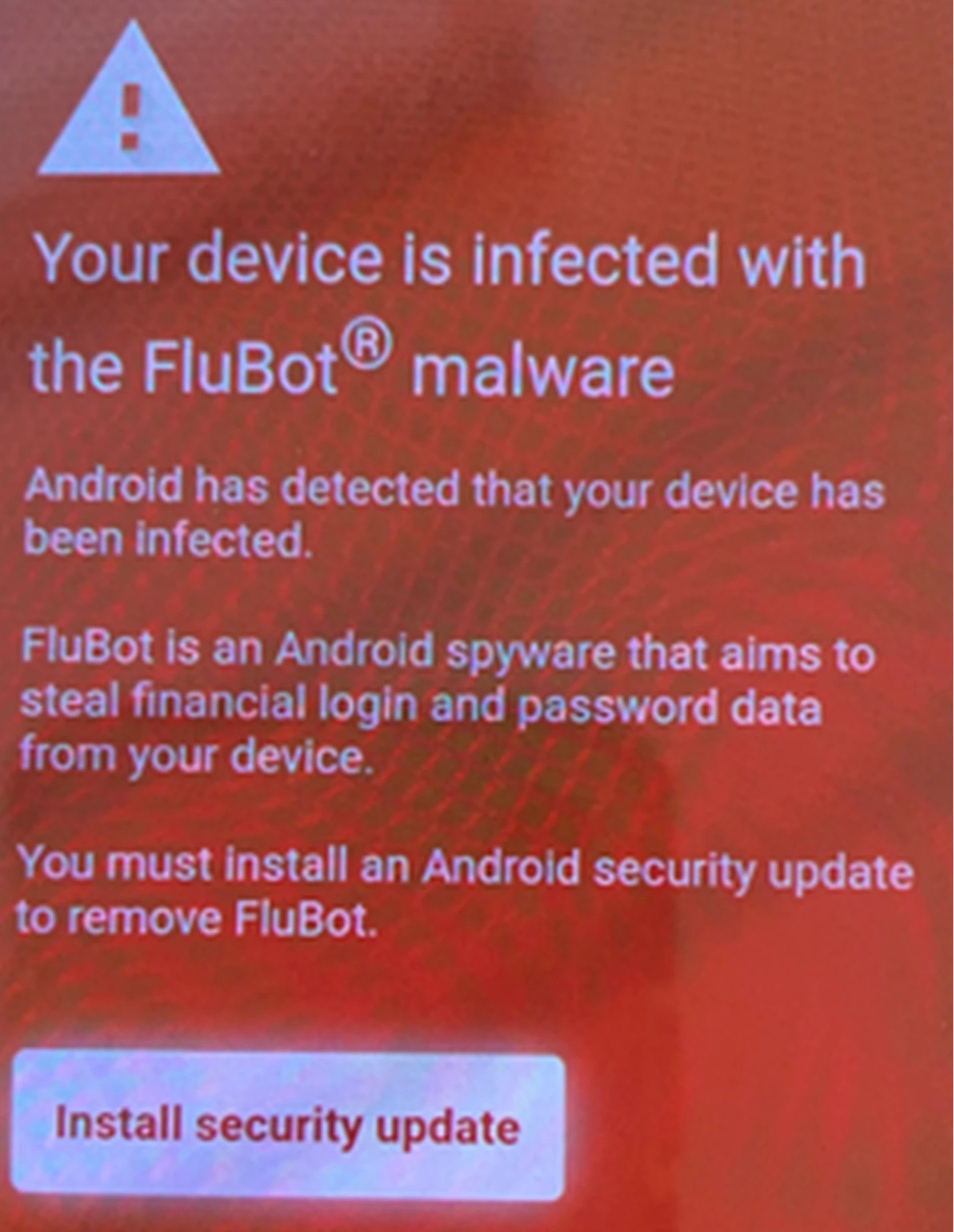 Flubot Scam Webpage with Malware