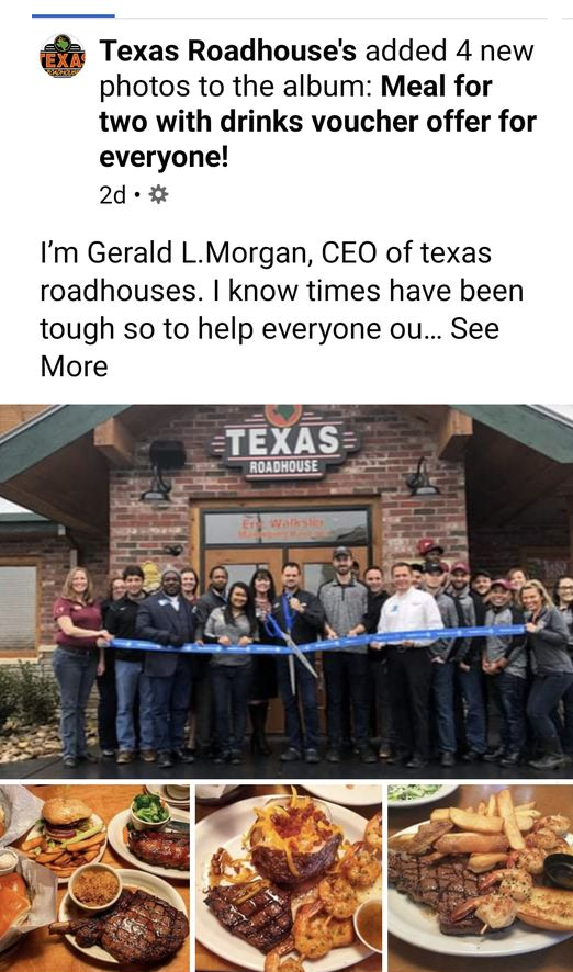 The Texas Roadhouse Facebook Scam