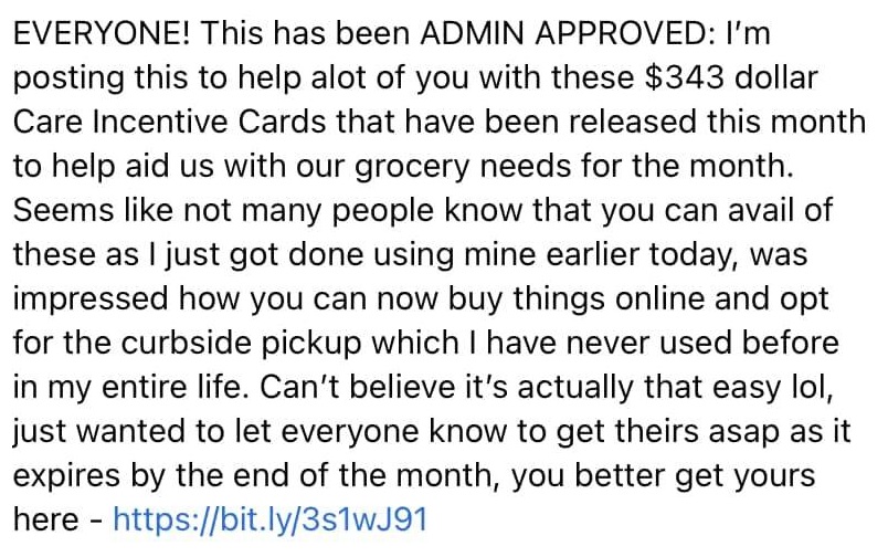 Care Incentive Cards $343