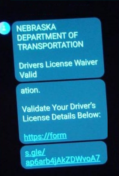 DMV rebate scam text