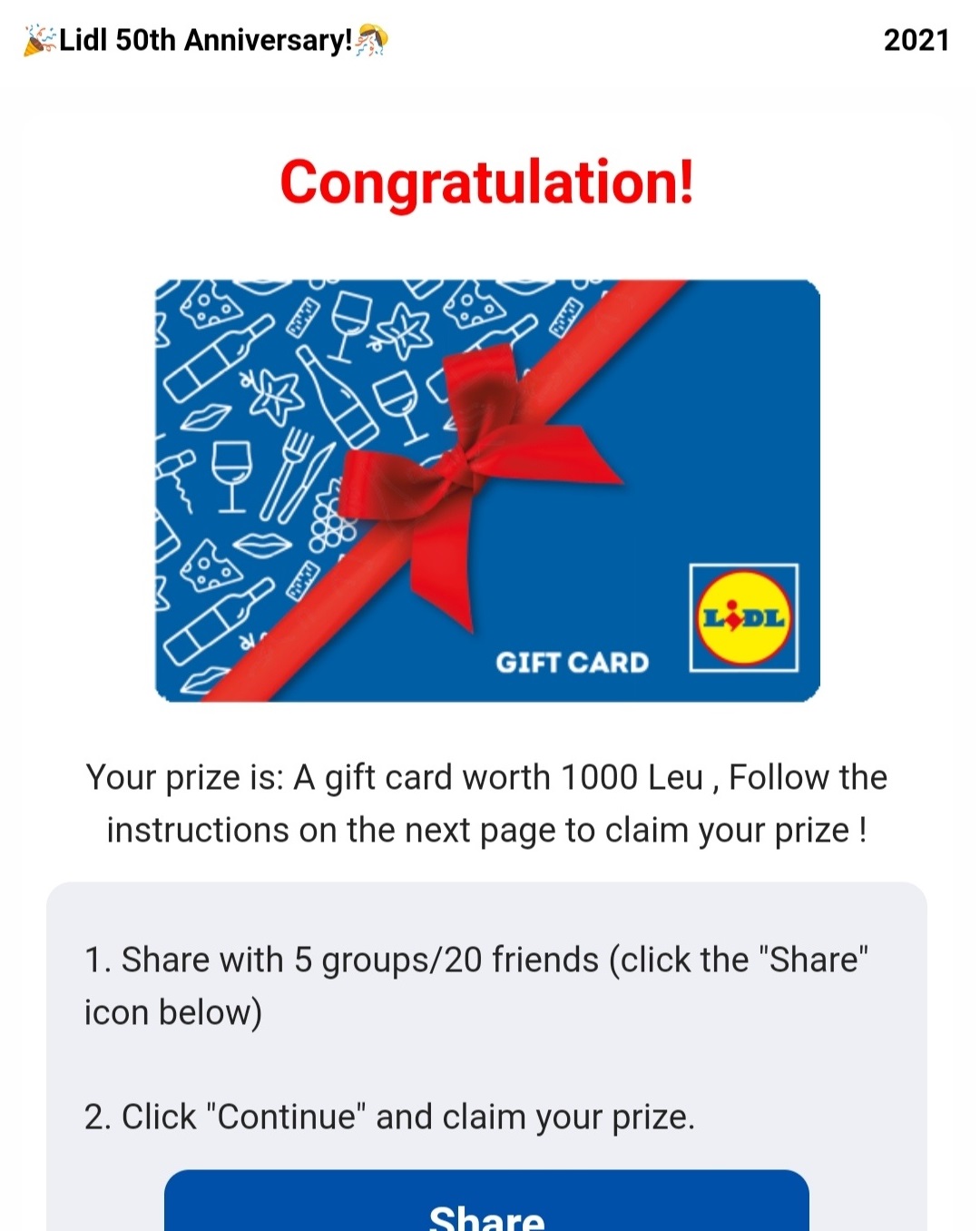 Lidl Gift Card Scam Sample