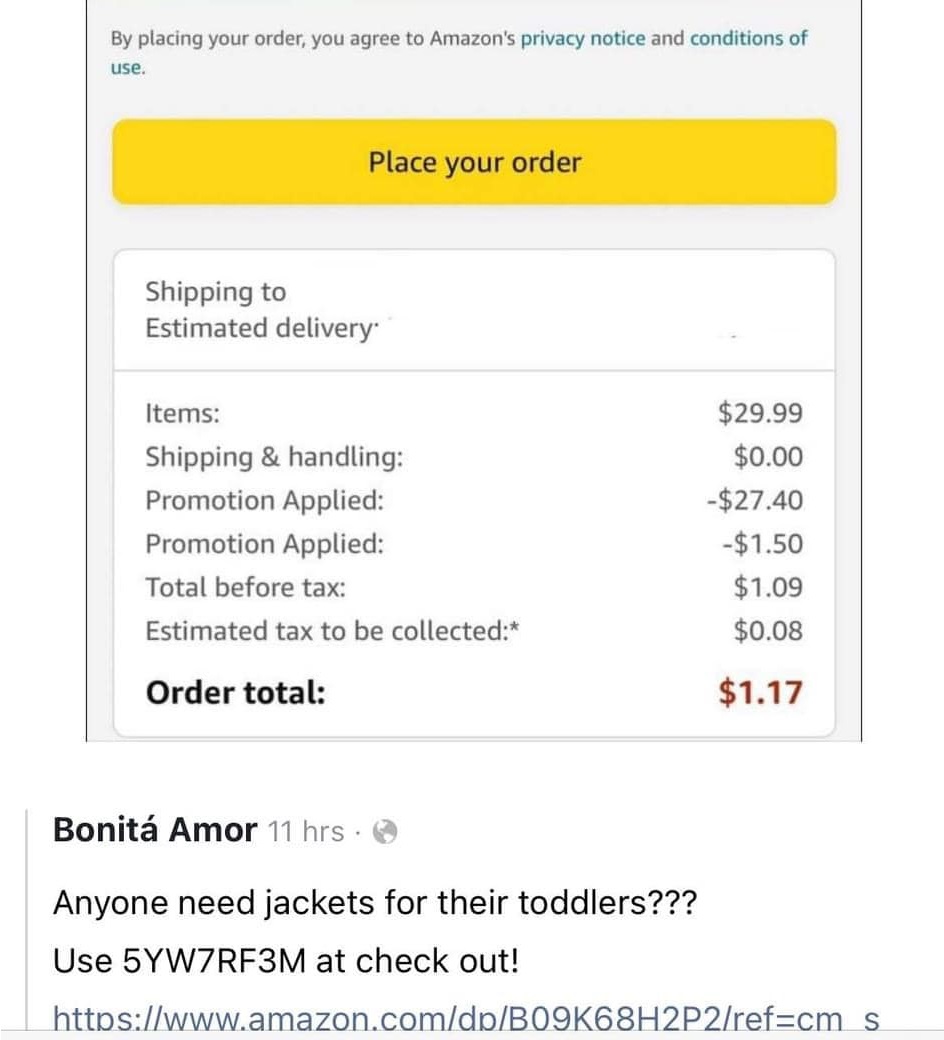 amazon kids jacket scam