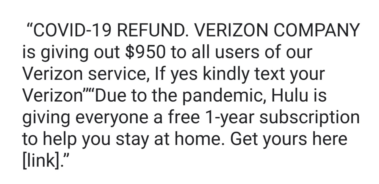 Verizon Free Message Scam Text - Verizon Scam