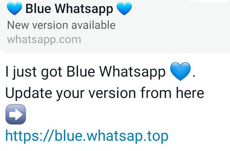 Blue Whatsapp Scam Message