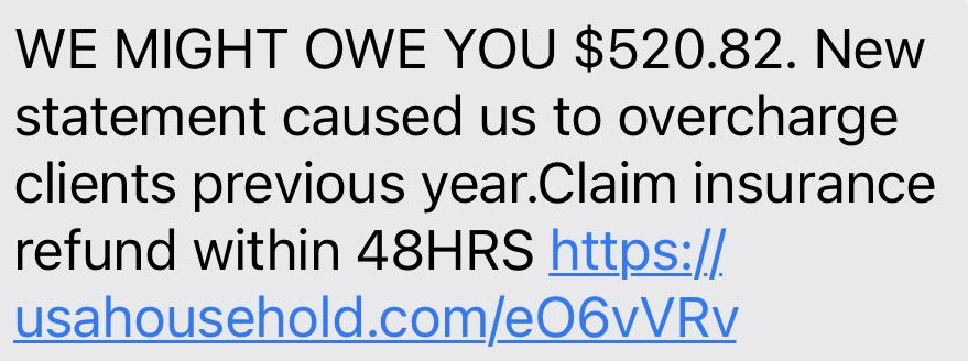 The usahousehold.com Scam Text