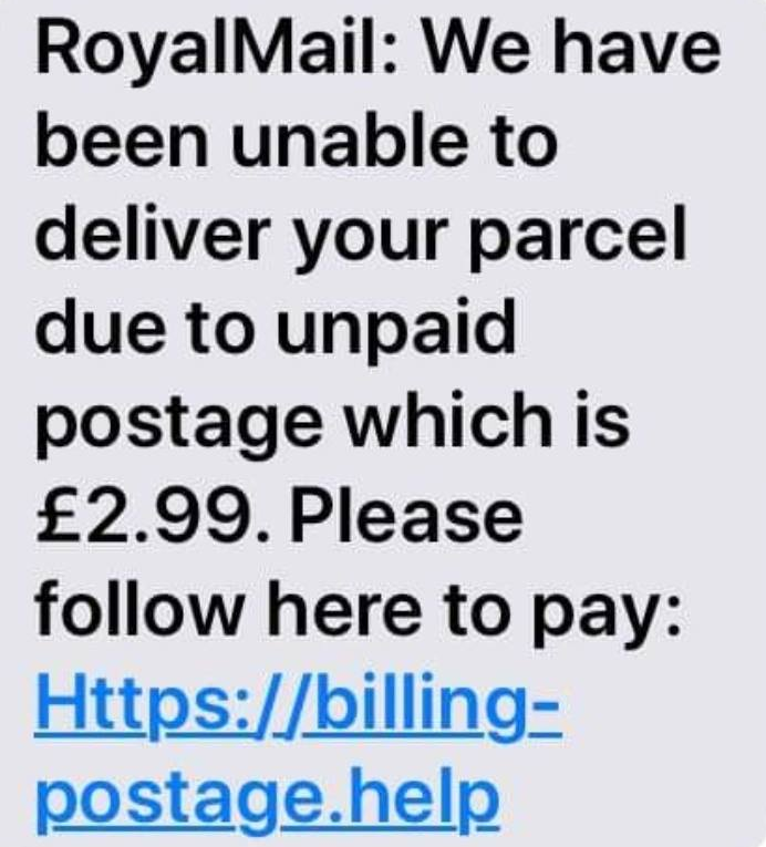 The Royal Mail Unpaid Postage Scam Text