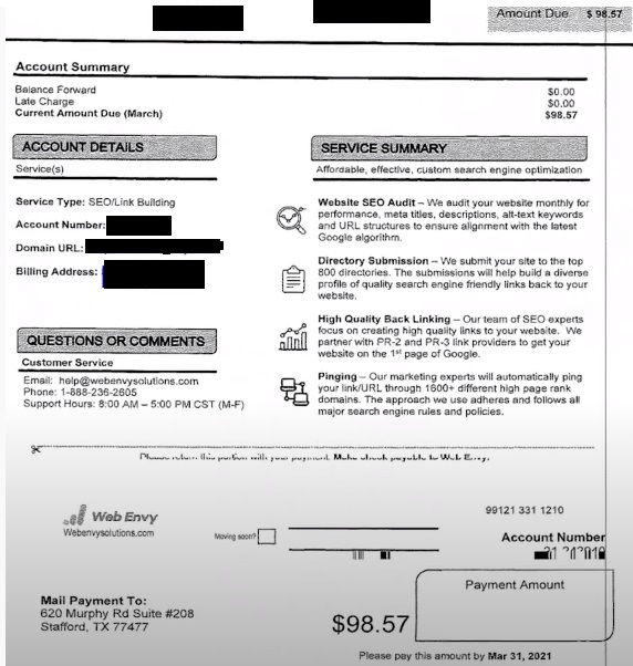 Web Envy Invoice Scam, Webenvy, Webenvy Solutions Scam