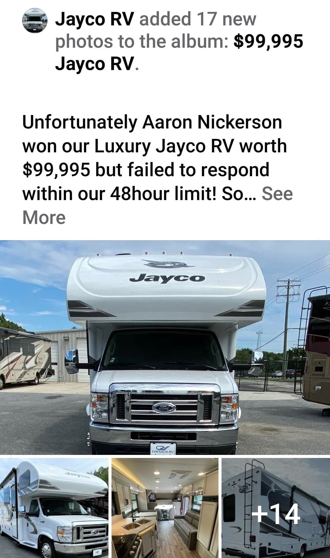 The Jayco RV Scam Giveaway worth $99,995