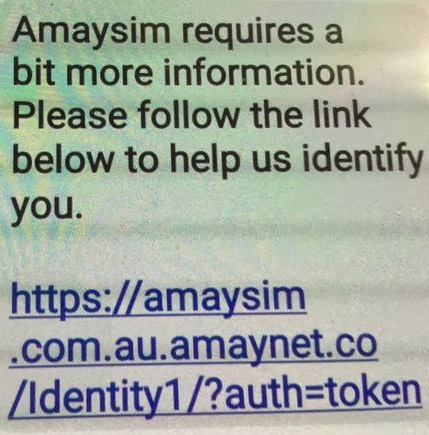 Amaysim Text Scam