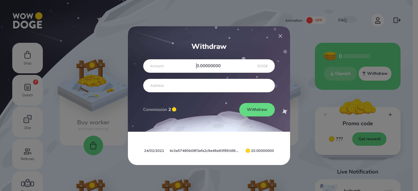 Wowdoge at www.wowdoge.io