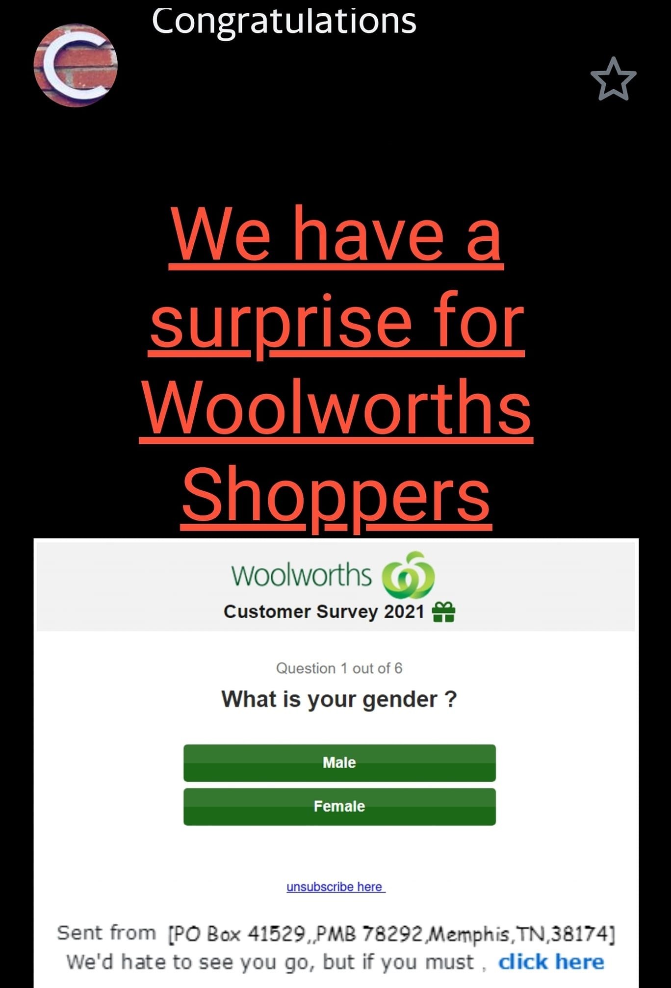 Woolworths Survey Scam