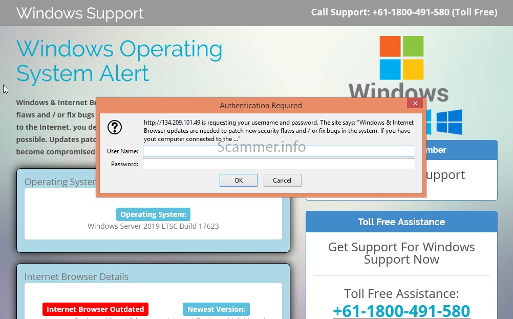 01800-491-580, or +61-1800-491-580 Fake Tech Support