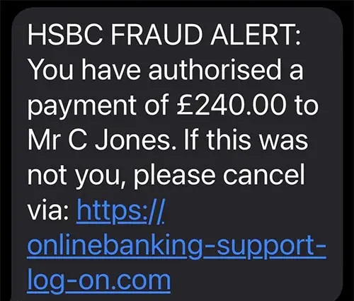 HSBC Mr. C Jones Text Scams 2