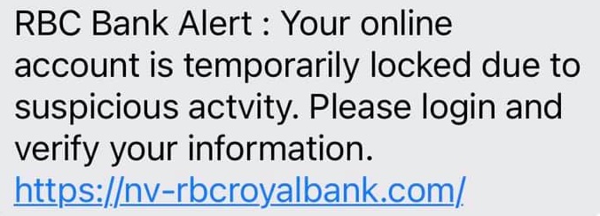 RBC Text Scam Alert - Unusual Transactions and Suspension 5