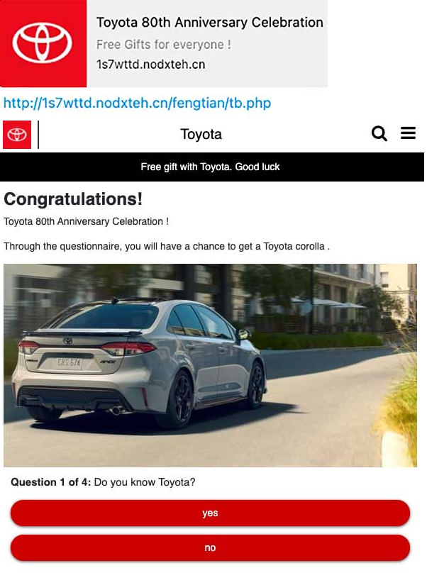 Toyota 80th Anniversary Scam