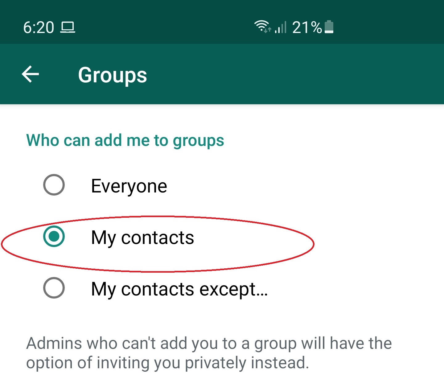 WhatsApp Settings