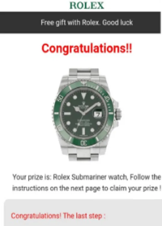 The Rolex 100 Years Anniversary Facebook Scam