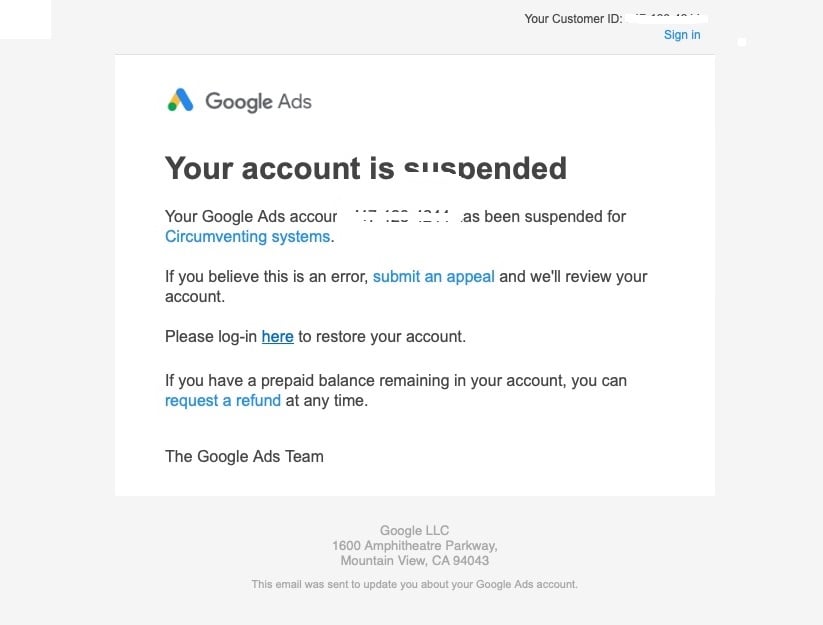 The Google Adsense Scam email