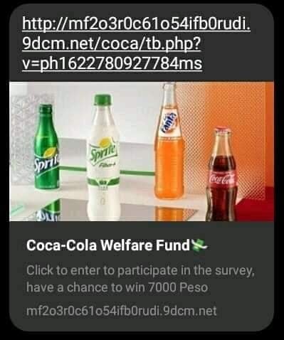 The Coca Cola Welfare Fund Survey Scam - Beware