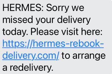 Hermes Rebook Delivery Scam Text