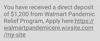Walmart Pandemic Relief Scam 1