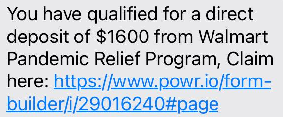 Walmart Pandemic Relief Scam 3