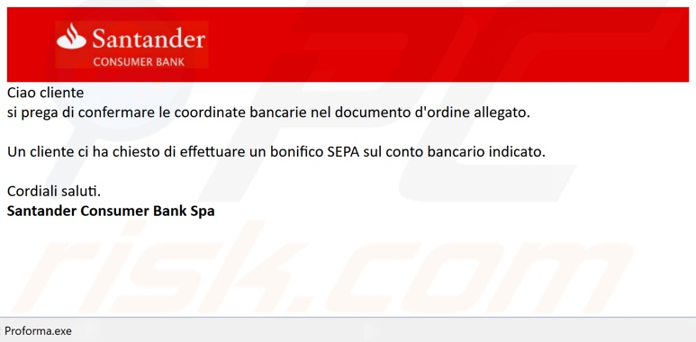 Santander Scam Email with a Virus Attachment