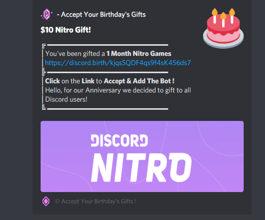 discord nitro gift link scam