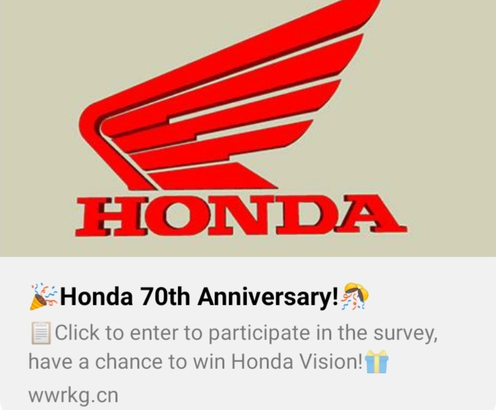 The Honda 70th Anniversary Scam