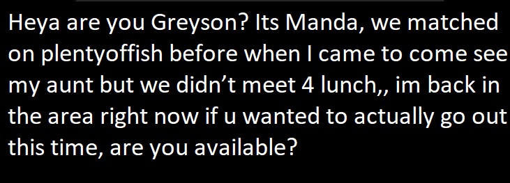 Manda Tinder Scam Text