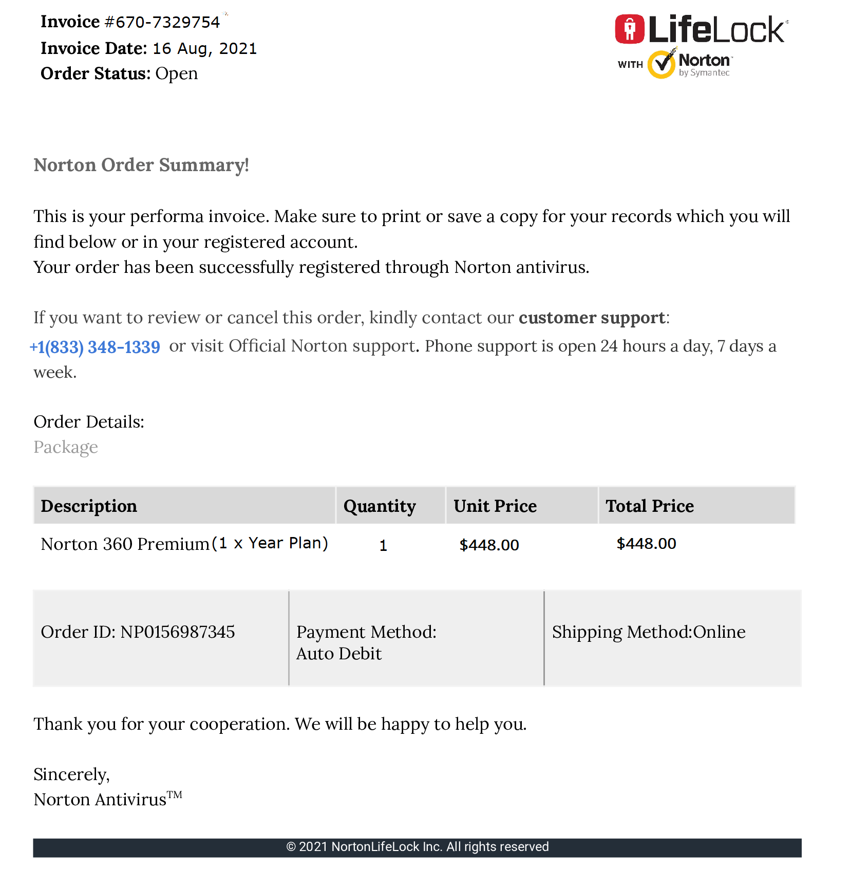 The NortonLifeLock Subscription Order Scam