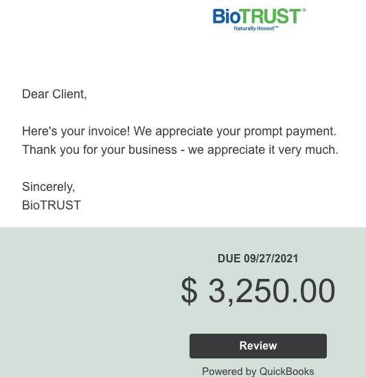 biotrust invoice scam, biotrust scam email,biotrust nutrition scam