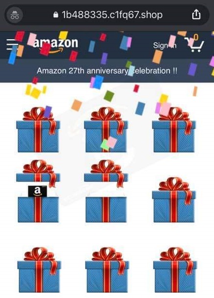 Amazon 27th Anniversary Celebration and Free Gifts Scam