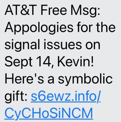 AT&T Free Gift Text Scam Message