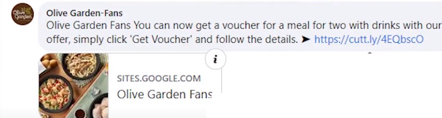 Olive Garden Facebook Scam