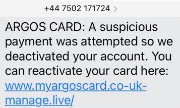 The Argos Card Scam Text