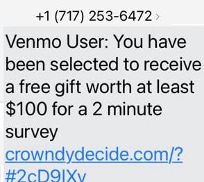 Dear Venmo User Text Scam