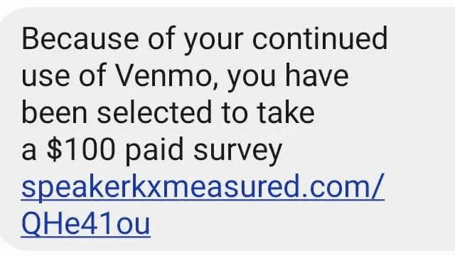 Because of Your Continued Use of Venmo Scam Text