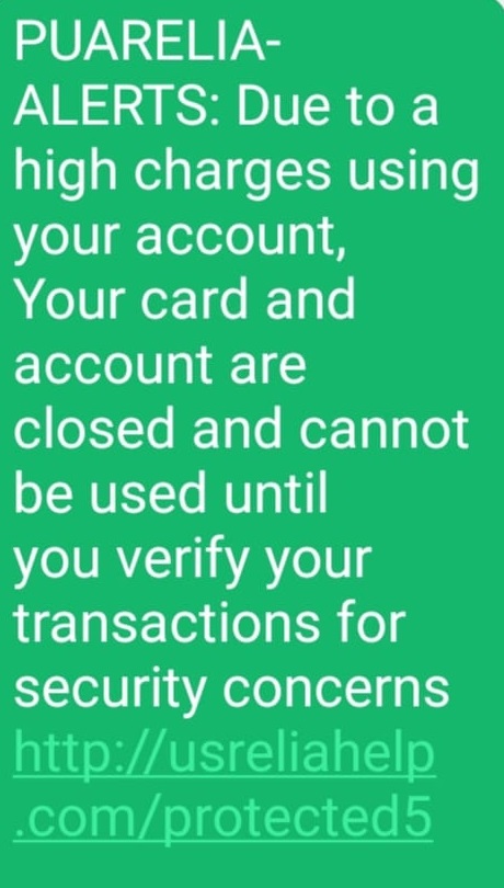 Puarelia Scam Text Alert Scam