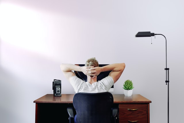 Man at Desk Working Remotely